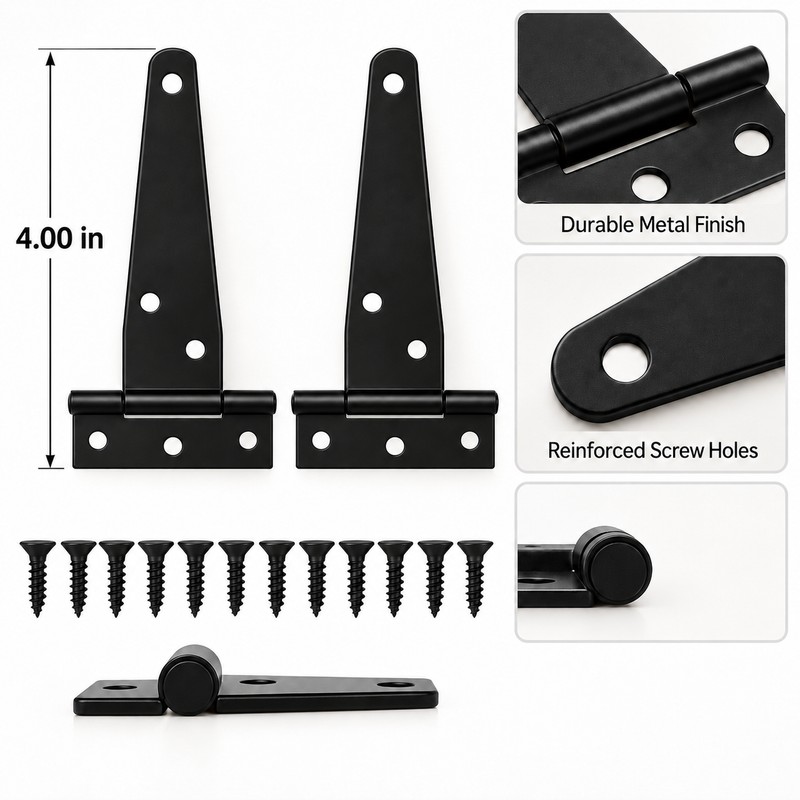 4-Inch T-Hinges for Shed Doors & Gates – Heavy-Duty Black