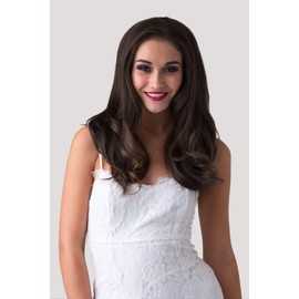 Brown half wig hairpiece (3/4 wig), gently layered: Briar chestnut brown #8