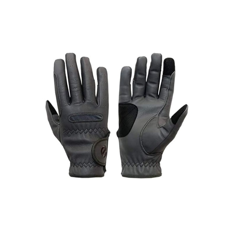 eGlove EQUEST GRIP PRO Leather Touchscreen Horse Riding Gloves (Grey,