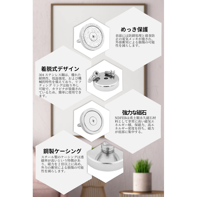 YESCUT Ultra Strong Magnet Hook with Carabiner 【1-Piece Set】 Load