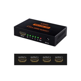Vimi Splitter para Conexiones Tipo HD(MI) 1x4 HD 1 Entrada 4 Salidas Divisor De Señal 2k 4k 3D Conecta 4 TV Simultaneas