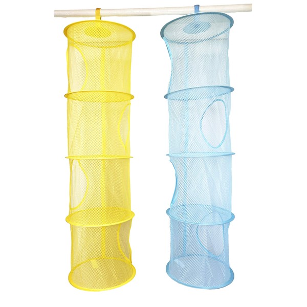 Goldenvalueable Hanging Mesh Space Saver Bags Organizer 4 Compartments Toy