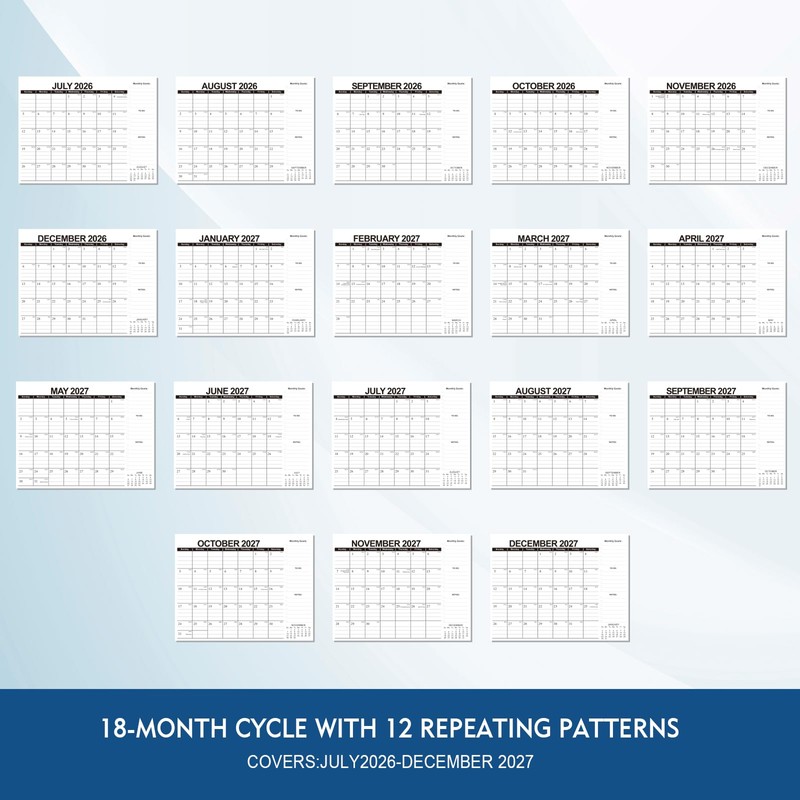 18 Month Wall Calendar 2026-2027 11x8.5 Inch, Monthly Planner Jul