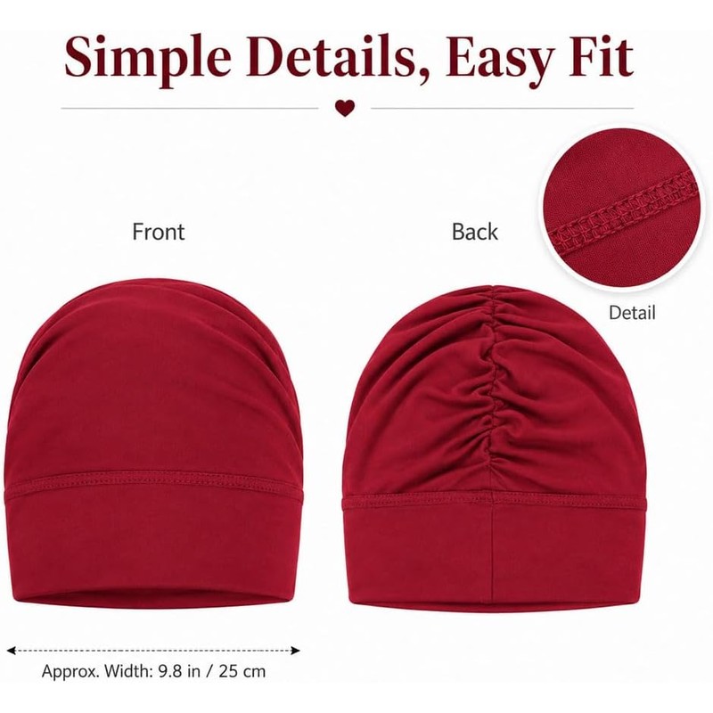 Soft Stretch Turban Cap for Women, Lightweight & Breathable Head