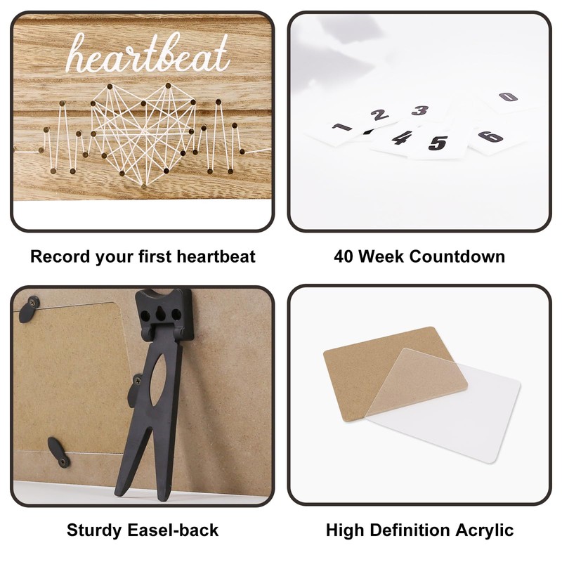 Baby Scan Photo Frames with 44 Week Countdown Calendar, Wooden