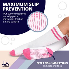 LA Active Calcetines Altos Rodilla Antideslizantes - 5 Pares - para Bebé Niños Niñas Infantil - Algodón (Niñas Rayas Atléticas Variedad Blanco, 6-12 Meses)