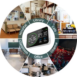 PV1000-DW Smart WIFI Large 4-in-1 Carbon Dioxide Detector, Indoor Air Quality Monitor Portable CO2   Monitor, Tester for Time, Carbon Dioxide, Temperature & Humidity, CO2 Meter with Alarm, for Home, Car, Grow Tents,   Travel