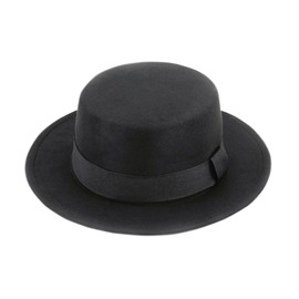 Happyupcity Black Classic Fedora Hat Wide Brim Pork Pie Hat Flat Top Hat Boater Trilby Hat for Women Men