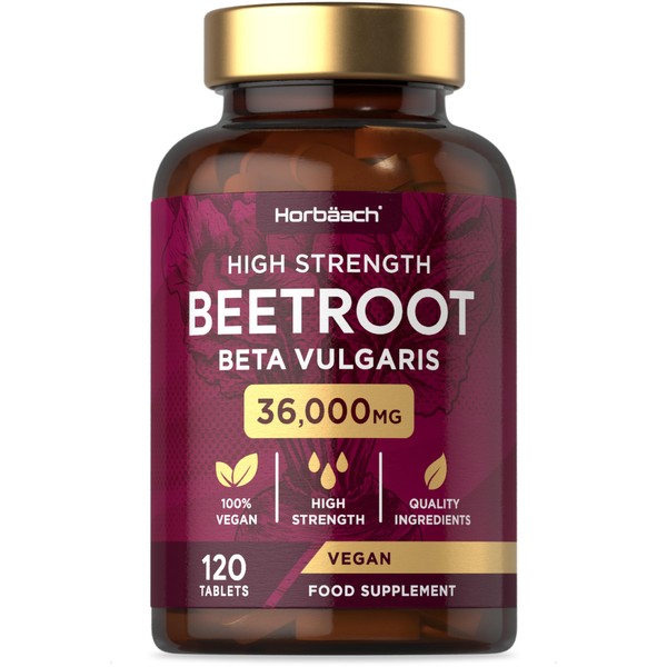Beetroot Tablets 36,000mg | High Strength | 120 Vegan Tablets (Not Capsules) | by Horbaach