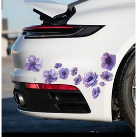Anemone Purple Flowers Set for Car Decal Waterproof Vinyl Peel and Stick, Anemone Windflower Sticker Decal for Window Bumper Body Hood Bonnet, Flower Decorative Car Sticker (Anemone)