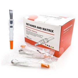 Dental Matrix Bands, 24pcs/Box Metal Restoration Matrix-Profecto with 180° Adjustable Retainer, Sectional Contoured Matrice Roll Type Matrix Band for Crownwork (Orange)