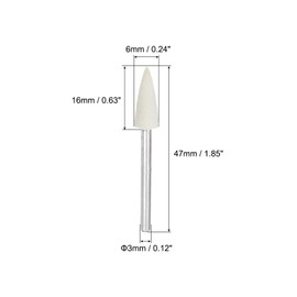 QUARKZMAN 6 mm Wool Felt Mounted Tips Conical Polishing Bits Cutter Polishing Wheels with 1/8 Inch Shank 48 Pieces