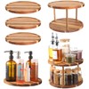 Reallnaive 6 Pcs 11" Acacia Wood Lazy Susan Organizer Set,