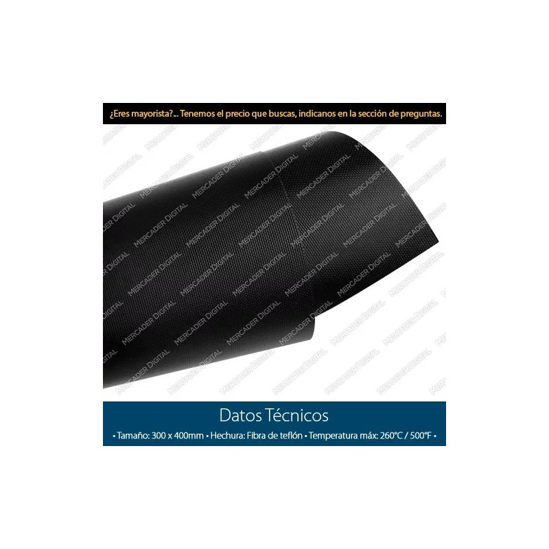 Mercader Digital 2 Pzs Tapete Fibra Teflón 30cmx40cm Asar Parrilla
