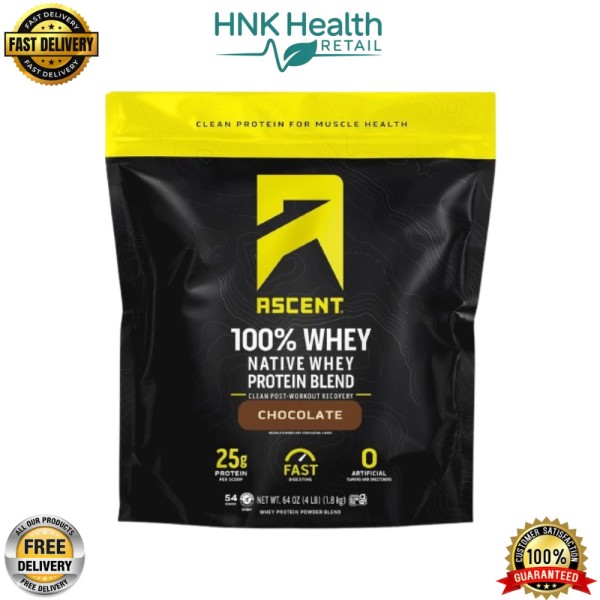 Ascent 100% Whey Protein Powder - Zero Artificial Flavors -