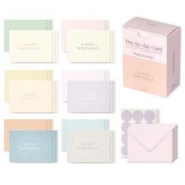 Monolike Day by Day Mini Cards Happy Birthday Day-by-day Mini Cards - 36 Envelopes 36 Stickers Set of 36 Mini Design Celebration Cards Thank You Cards