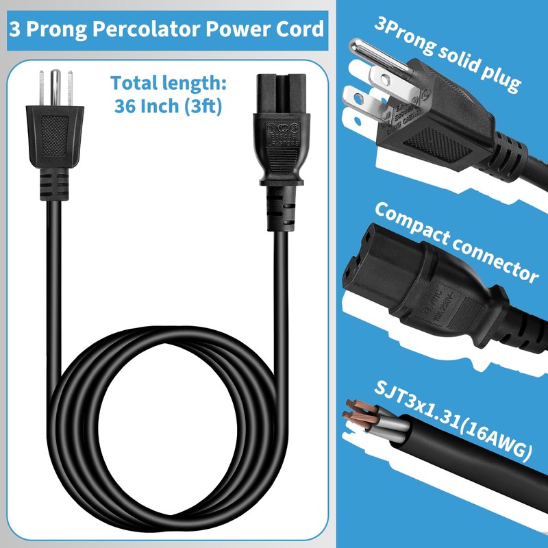 HASMX 3 Prong Power Cord 36" for Smokehouse LJ Little