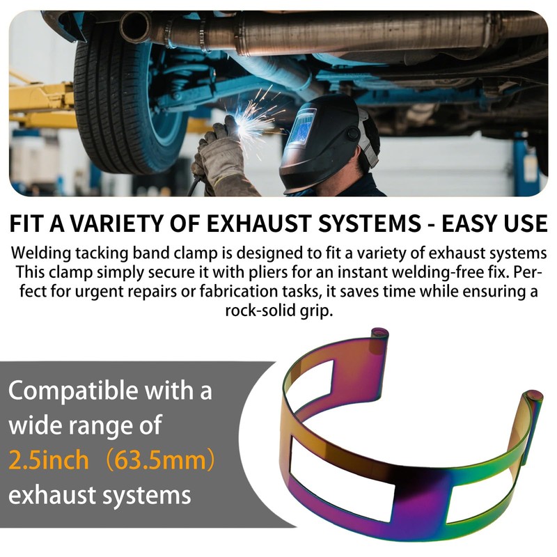2.5" Stainless Steel Exhaust Clamp Tacking Band Clamp-On For Welding