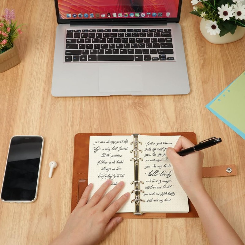 ANOMM A6 Ring Binder Notebook PU Leather Diary, Refillable Notebook