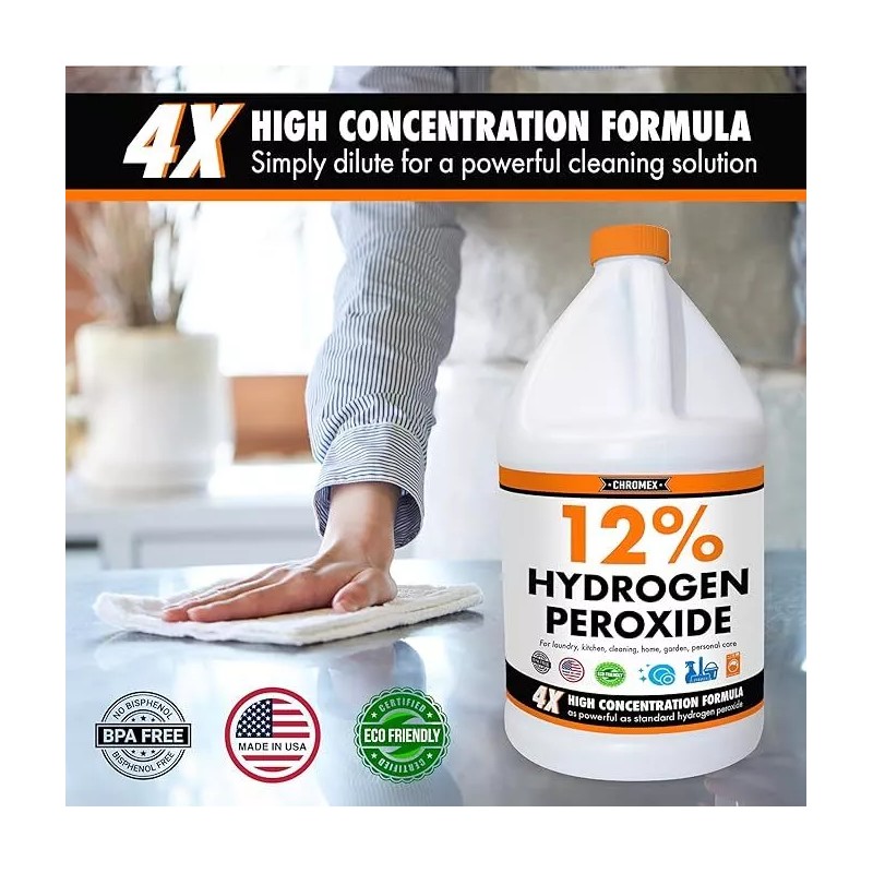 Chromex 12% Hydrogen Peroxide, 4 Gallons