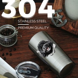 Onebttl Poodle Gifts for Women/Men, Unique Poodle Dog Design, Best Poodle Lover Gifts, 20oz Stainless Steel Insulated Tumbler with Lid & Straw, Poodle Tumbler - Black