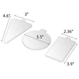 Dicunoy Dicunoy 300 PCS Mini Cake Boards - 3" Silver Mousse Dessert Displays Base Tray, Cupcake Cake Plates for Parties, Wedding, Birthday, Restaurant Buffet, Round, Triangle, Rectangular