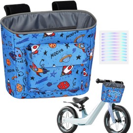 LOCAL LION Kids Bike Basket, Bike Handlebar Bag, Waterresistant Bicycle Basket, Thickened Bicycle Front Bag For Children's Balance Bike Tricycle Scooter, Blue-Space