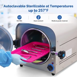 JMU 10 Pcs Dental Procedure Trays Autoclavable Set Up Flat Trays Size B 13.25" X 9.75", Plastic Instrument Trays (Hot Pink)