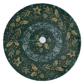 Christmas Tree Skirt Under Christmas Tree Large 120 cm Diameter Round White Plush Christmas Decoration Christmas Tree Blanket Pad with Velcro Fastener Model Christmas Branches [165]