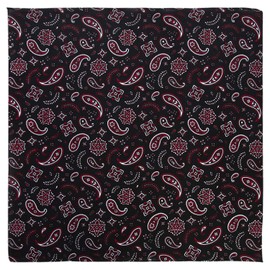 Black with Red All Over Paisley Bandana - Single Piece 22x22