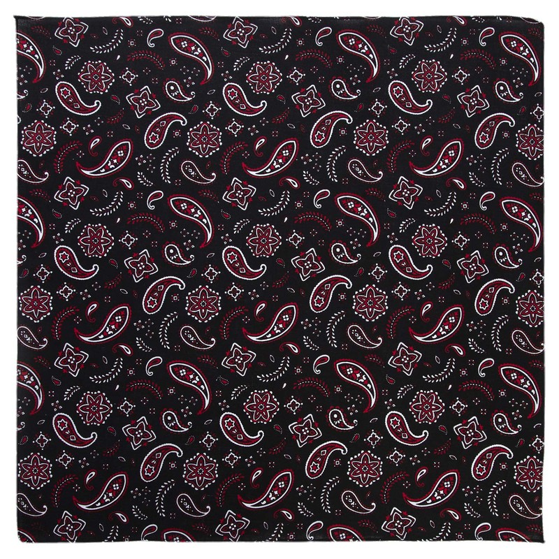 Black with Red All Over Paisley Bandana - Single Piece