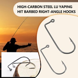 eMagTech 50 Pieces Right Angle High Carbon Steel Flat Barbed Hooks 2# 1# 1/0# 2/0 3/0# Fishing Hooks Set for All Freshwater and Saltwater Sea Bass Bass Bass Fish