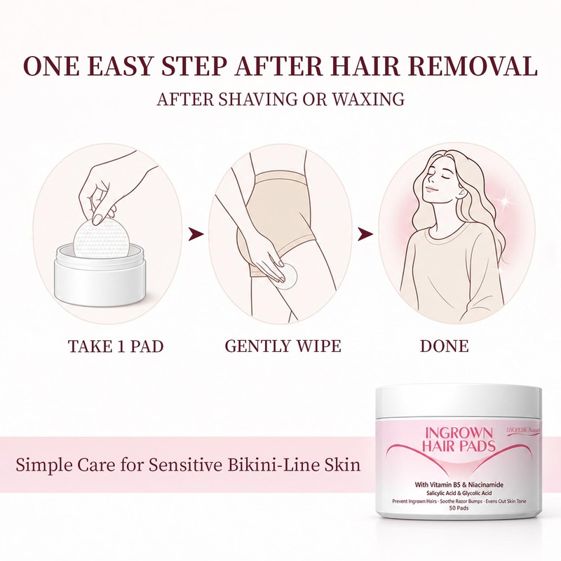 LHOPEBK Nature Ingrown Hair Treatment Pads: with BHA/AHA for Bikini