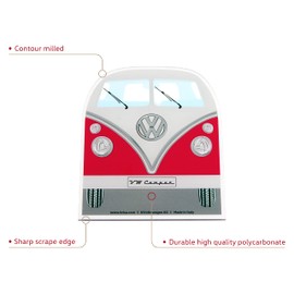 BRISA VW Collection - Volkswagen Hippie Bus T1 Camper Van Ice Scraper, Windscreen Scraper, Ice and Snow Remover, Winter Car Accessories (Front/Red)