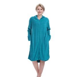 DiaryLook Hooded Bath Poncho with Zip, Quick-Drying Surf Poncho, Microfibre Towel for Beach/Swimming Pool, Changing Aid for Water Sports and Snorkelling, Men and Women, laughter green, M