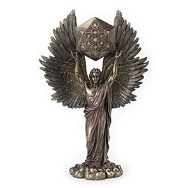 Veronese Design Archangel Metatron Holding Up Sacred Geometry Cube Statue