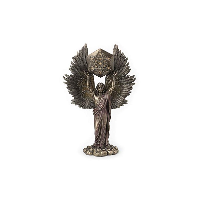 Veronese Design Archangel Metatron Holding Up Sacred Geometry Cube Statue