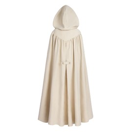 LTAKK Cloak with Hood Women Renaissance Hooded Medieval Cloak Witch Robe, Champagne Gold, Large