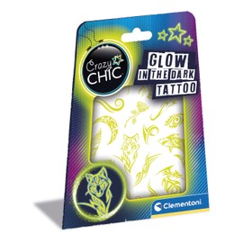 Clementoni 18687 Crazy Chic-Glow in The Dark Temporary, Tattoo Kit for Kids, Multicolour