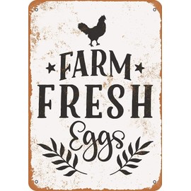 Farm Fresh Eggs - Letrero de metal de 12 x 8 pulgadas, decoración de pared clásico