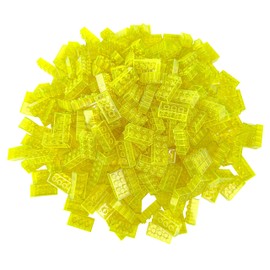 Minizfigs 2x4 Transparent Yellow 100 PCS Classic Bricks Building Toys: Kids Classroom Must Haves, Basic Blocks STEM Learning City, Perfect for Young Builders Creative Building Toy Set for Boys Girls