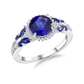 CAIDIKA 3.7 Carat Blue Stone Butterfly Ring for Women Engagement Promise Ring 925 Sterling Silver Chunky Band CZ Inlaid Created Sapphire Signet Ring, Size 8