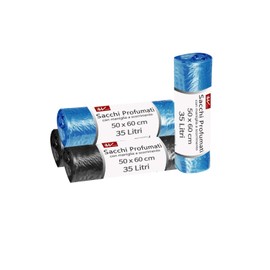 HW CASA Pack of 80 35 Litre LDPE Bin Liners, 50 × 60 cm, Small Trash Bags, Eco-Friendly, 100% Recyclable, Rubbish Bags for Home and Office, Blue Black