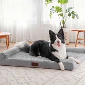 Orthopedic Dog Beds Large Sized Dog, Pet Sofa Bed with Removable Washable Cover, Egg Foam Support, Bolster Cushion for Comfortable Sleep, Waterproof & Non-Slip Bottom Bed