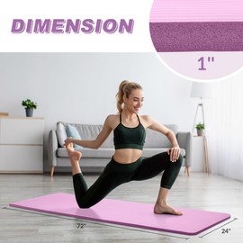 BalanceFrom 1-Inch Thick High-Density Exercise Yoga Mat, Non-Slip Workout Mat with Carry Strap for Men & Women, Ideal for Pilates, Stretching & Floor Exercises at Home or Gym,Taro Purple