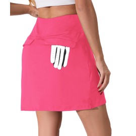 Oyamiki Womens Active Athletic Golf Skorts Skirts with 4 Pockets Trendy Summer for Running Hot Pink M