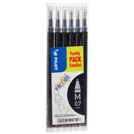 Frixion 0.7 mm Tip Pilot Refill for Rollerball Pen - Black (Pack of 6)