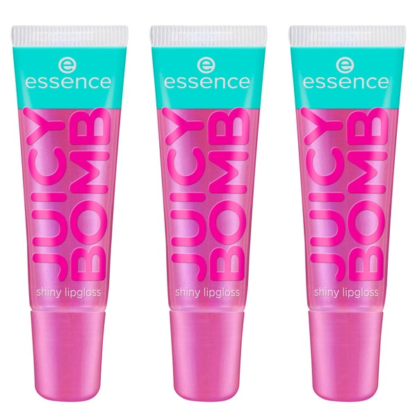 essence Juicy Bomb Shiny Lip Gloss No. 105 Multi-colour, shiny radiantly fresh, shimmer, vegan, alcohol-free, paraben-free, free from microplastic particles, pack of 3 (3 x 10 ml)