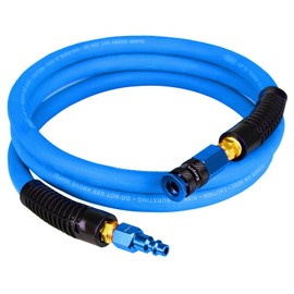 Keepro Rubber Lead in Air Hose, Durable Air Compressor Hose 3/8 Inch ID By 6 Feet Long with Swivel Universal Aluminium Quick Coupler and Plug, 300 PSI Maximum Pressure, Blue