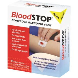 BloodSTOP-Hemostatic Dressing: Controls Bleeding Fast, Natural, Plant-Based Wound Dressing, Cuts, Road Rash, Abrasions, Nosebleeds, Bleeding Control Kit, Stop The Bleed Kit - Safe for All Ages, 10 Ct